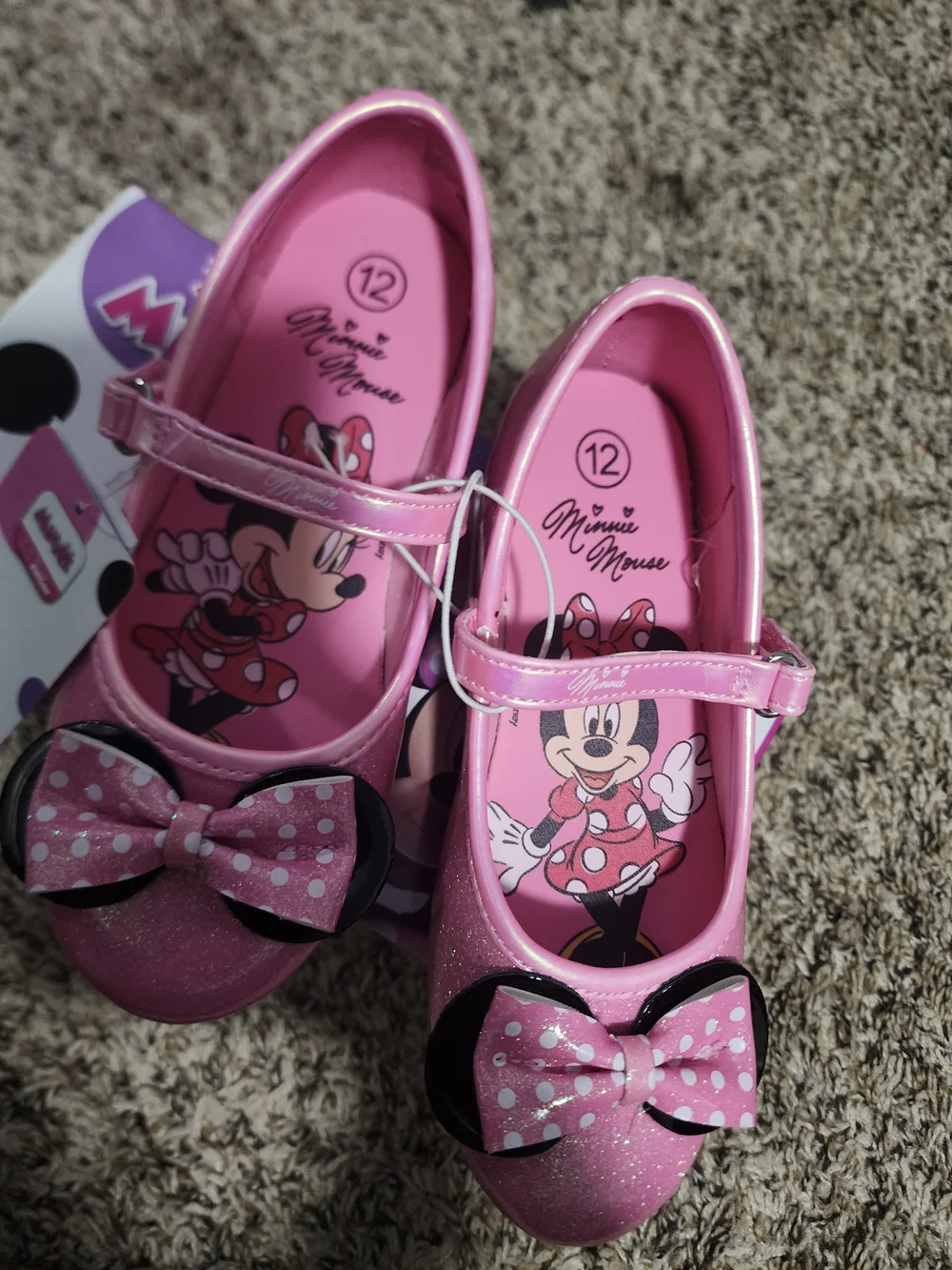 Disney Minnie Mouse Pink Sparkle Girls' Mary Jane Shoes